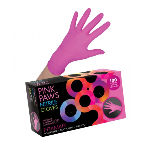 FRAMAR Nitrilové rukavice Pink Paws Medium